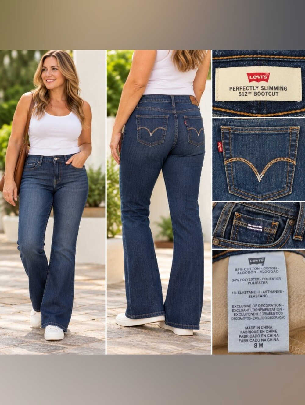 Levi’s 512 Perfectly Slimming Bootcut Jeans Women’s 8M Dark Wash Stretch